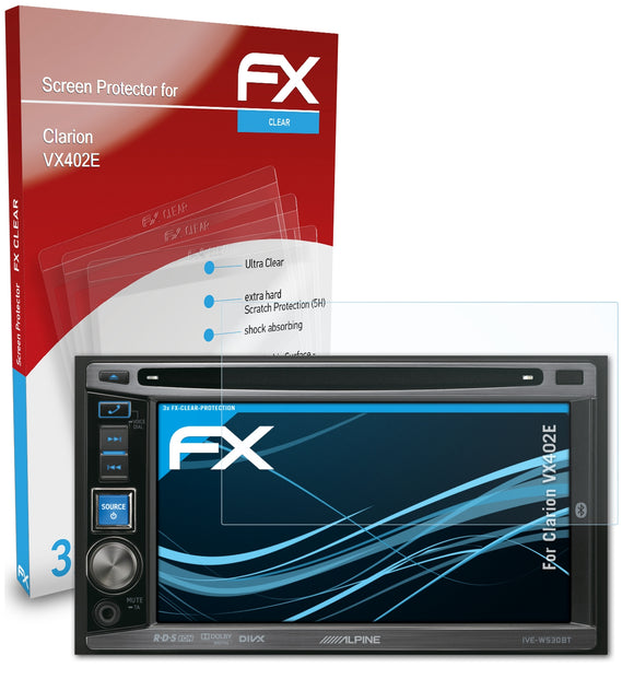 atFoliX FX-Clear Schutzfolie für Clarion VX402E