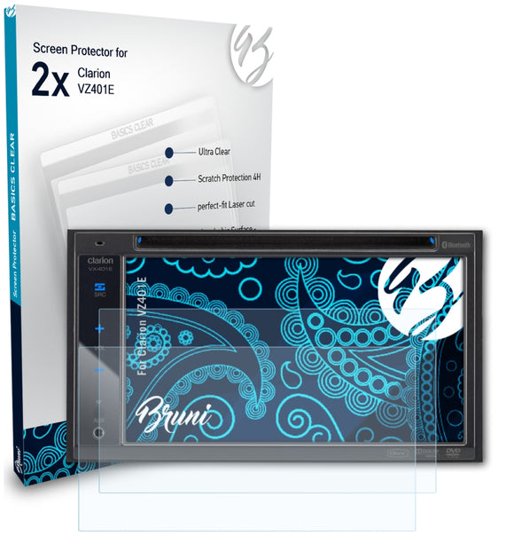 Bruni Basics-Clear Displayschutzfolie für Clarion VZ401E
