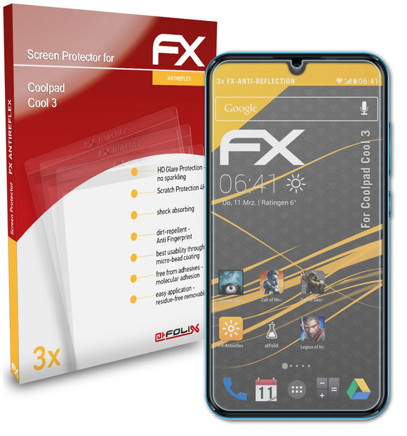 atFoliX FX-Antireflex Displayschutzfolie für Coolpad Cool 3