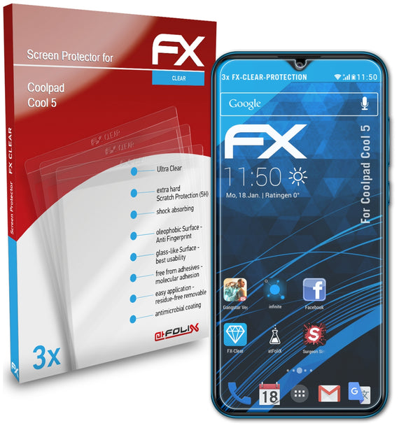 atFoliX FX-Clear Schutzfolie für Coolpad Cool 5