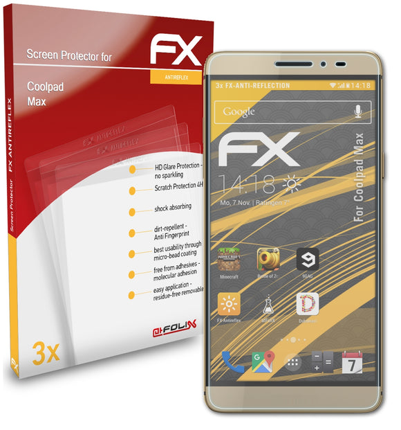 atFoliX FX-Antireflex Displayschutzfolie für Coolpad Max