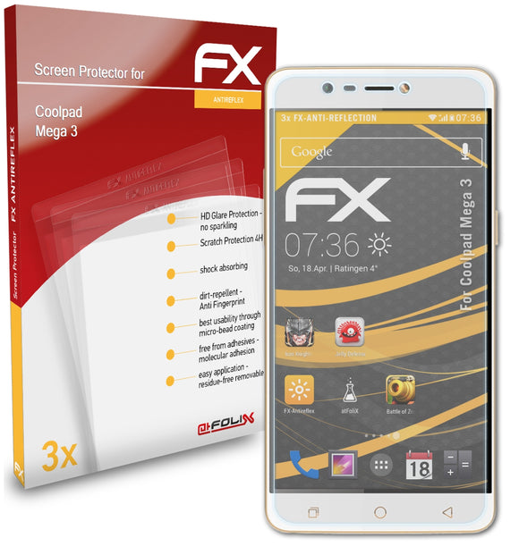 atFoliX FX-Antireflex Displayschutzfolie für Coolpad Mega 3