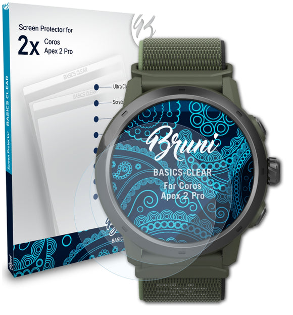 Bruni Basics-Clear Displayschutzfolie für Coros Apex 2 Pro