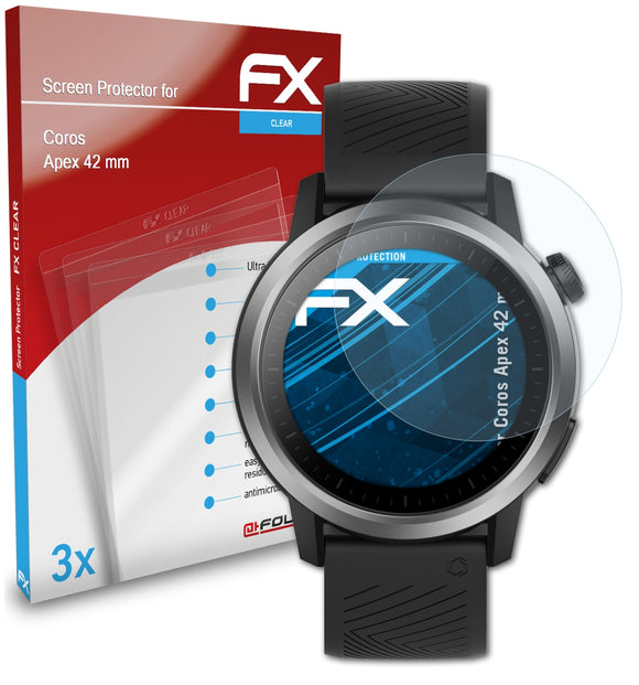 atFoliX FX-Clear Schutzfolie für Coros Apex (42 mm)