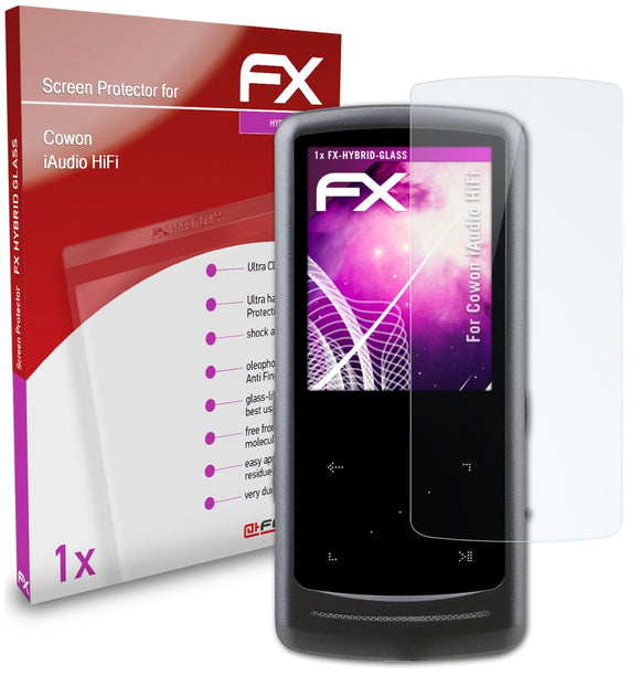 atFoliX FX-Hybrid-Glass Panzerglasfolie für Cowon iAudio HiFi