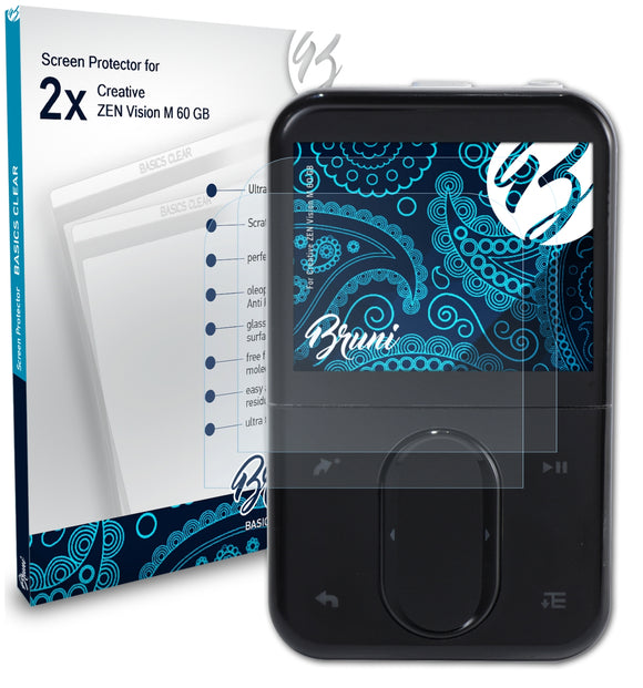 Bruni Basics-Clear Displayschutzfolie für Creative ZEN Vision M 60 GB