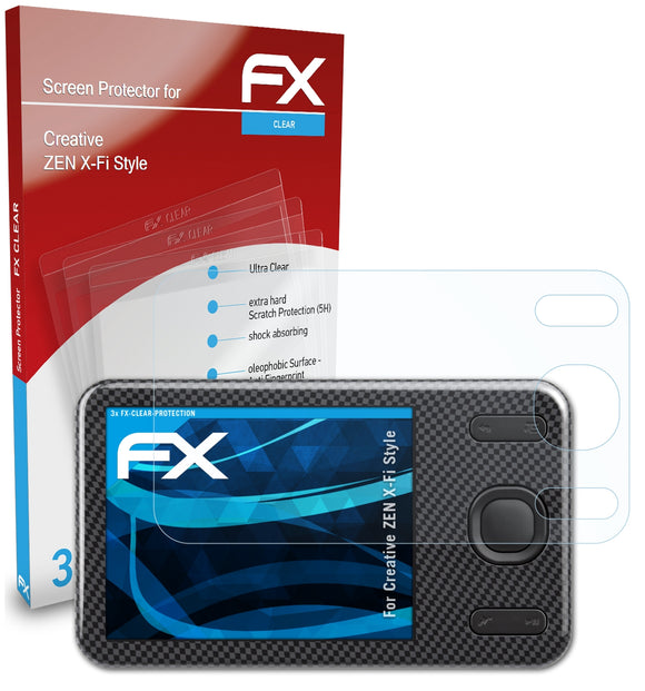 atFoliX FX-Clear Schutzfolie für Creative ZEN X-Fi Style