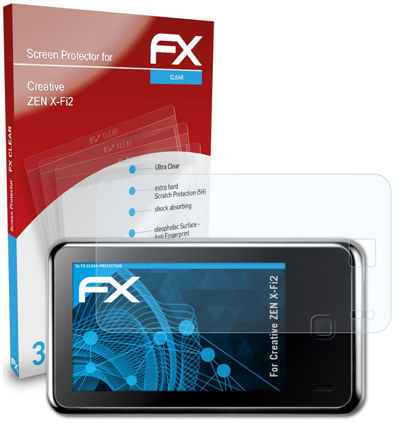 atFoliX FX-Clear Schutzfolie für Creative ZEN X-Fi2