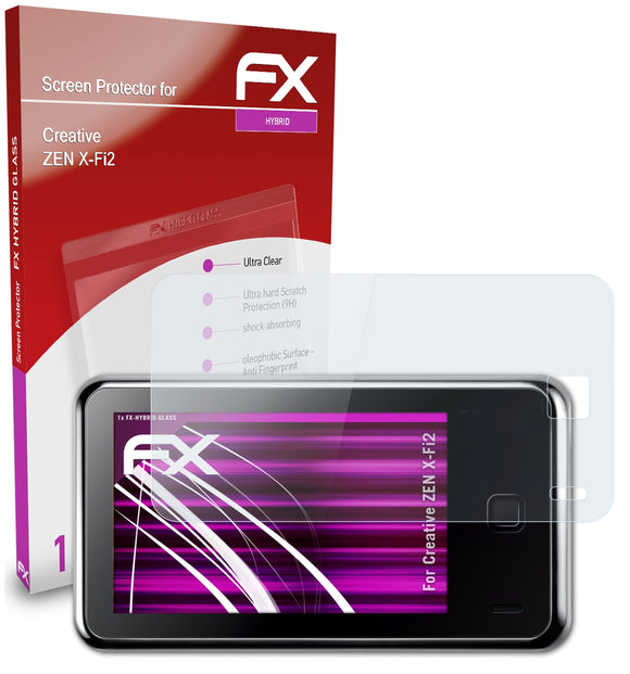 atFoliX FX-Hybrid-Glass Panzerglasfolie für Creative ZEN X-Fi2