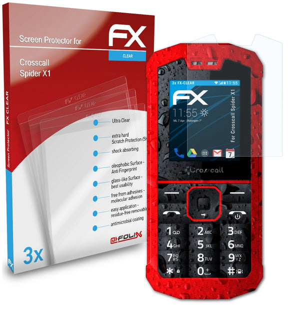 atFoliX FX-Clear Schutzfolie für Crosscall Spider X1