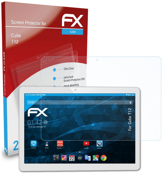 atFoliX FX-Clear Schutzfolie für Cube T12