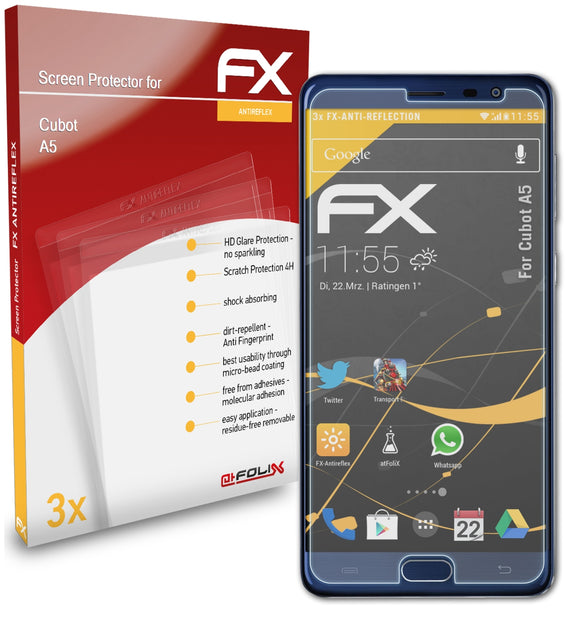 atFoliX FX-Antireflex Displayschutzfolie für Cubot A5