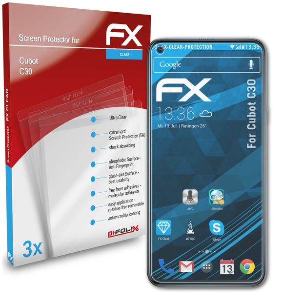 atFoliX FX-Clear Schutzfolie für Cubot C30