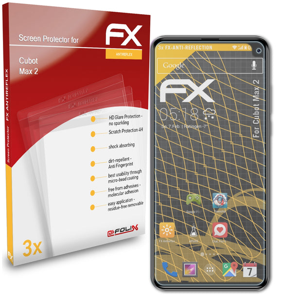 atFoliX FX-Antireflex Displayschutzfolie für Cubot Max 2