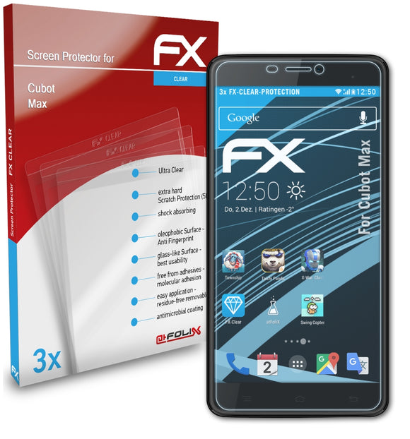 atFoliX FX-Clear Schutzfolie für Cubot Max