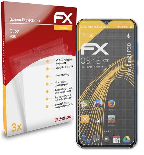 atFoliX FX-Antireflex Displayschutzfolie für Cubot P30