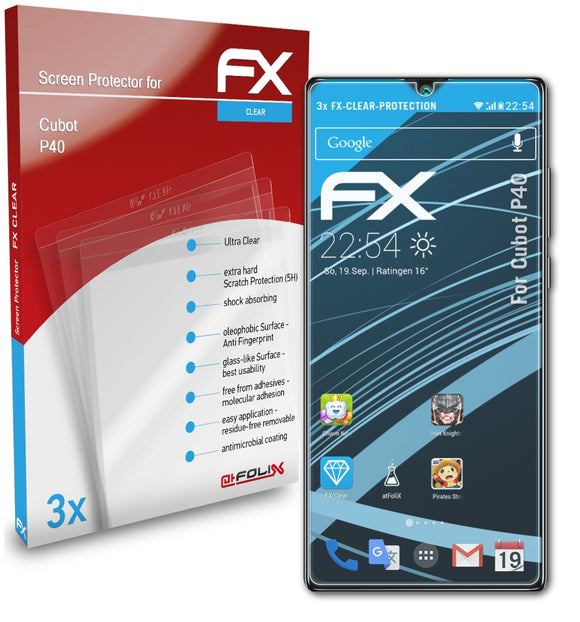 atFoliX FX-Clear Schutzfolie für Cubot P40
