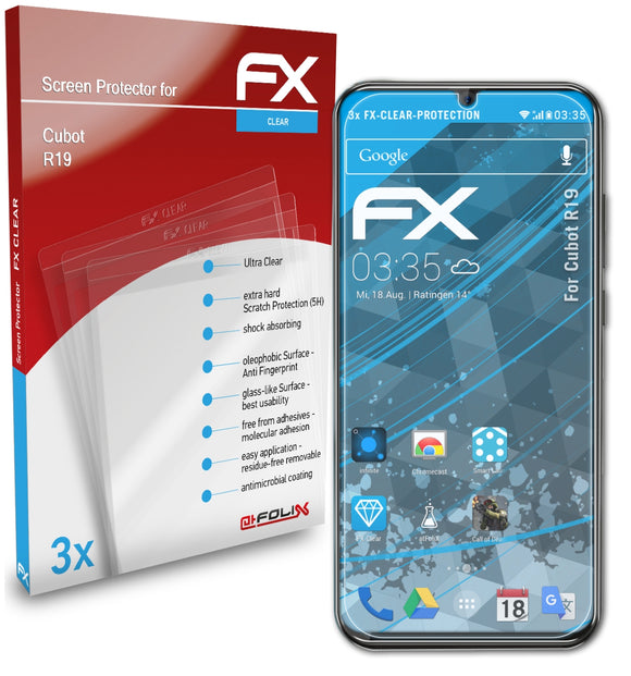 atFoliX FX-Clear Schutzfolie für Cubot R19