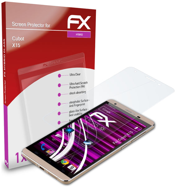 atFoliX FX-Hybrid-Glass Panzerglasfolie für Cubot X15