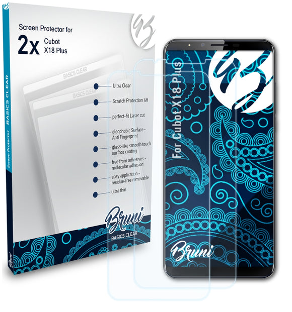 Bruni Basics-Clear Displayschutzfolie für Cubot X18 Plus