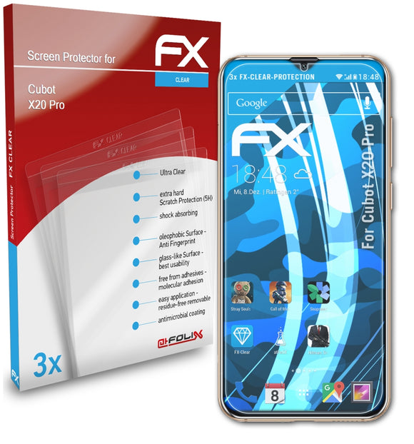 atFoliX FX-Clear Schutzfolie für Cubot X20 Pro