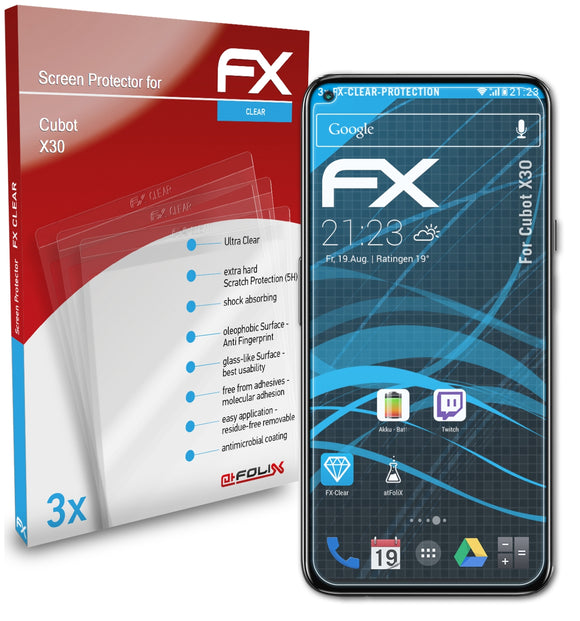 atFoliX FX-Clear Schutzfolie für Cubot X30