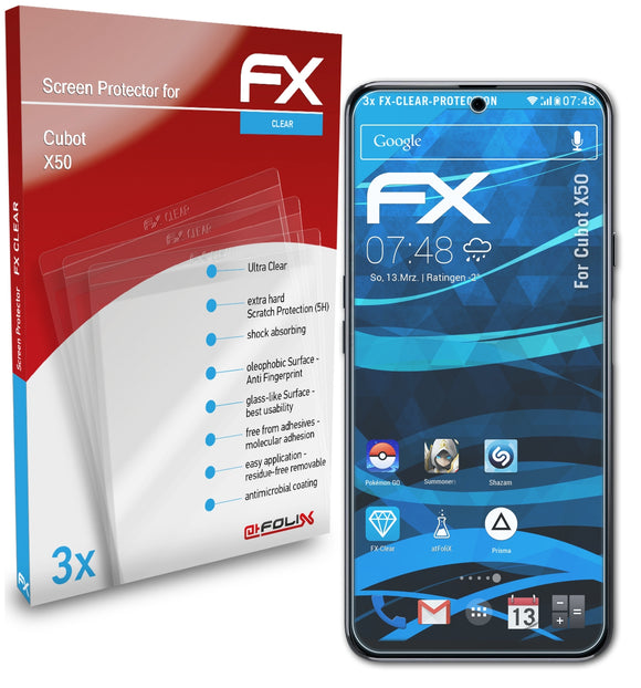 atFoliX FX-Clear Schutzfolie für Cubot X50