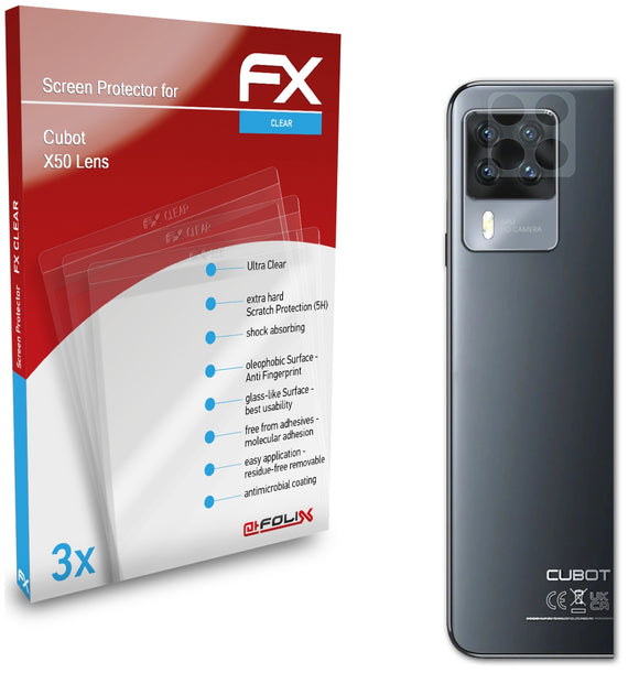 atFoliX FX-Clear Schutzfolie für Cubot X50 Lens