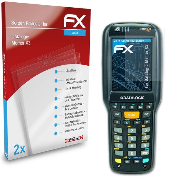 atFoliX FX-Clear Schutzfolie für Datalogic Memor X3