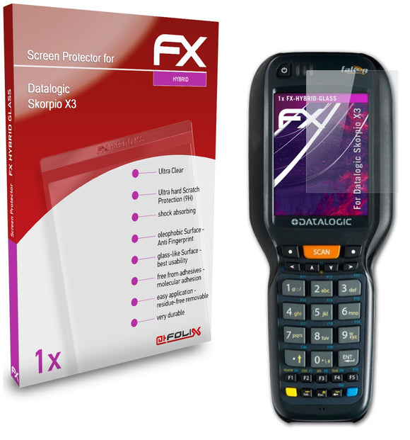 atFoliX FX-Hybrid-Glass Panzerglasfolie für Datalogic Skorpio X3