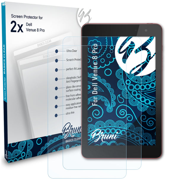 Bruni Basics-Clear Displayschutzfolie für Dell Venue 8 Pro