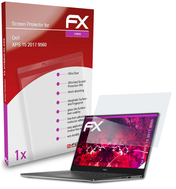 atFoliX FX-Hybrid-Glass Panzerglasfolie für Dell XPS 15 2017 (9560)