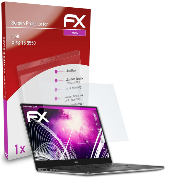 atFoliX FX-Hybrid-Glass Panzerglasfolie für Dell XPS 15 (9550)