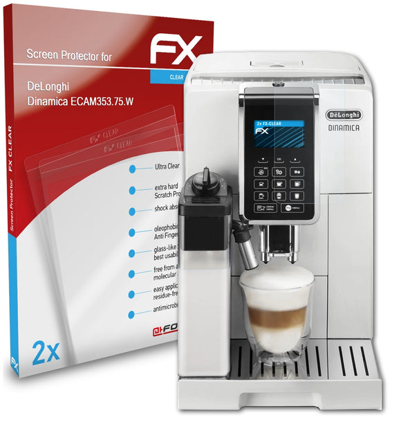 atFoliX FX-Clear Schutzfolie für DeLonghi Dinamica (ECAM353.75.W)