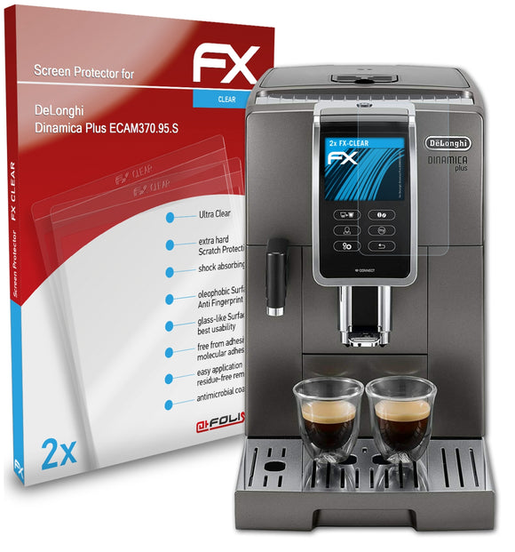 atFoliX FX-Clear Schutzfolie für DeLonghi Dinamica Plus (ECAM370.95.S)