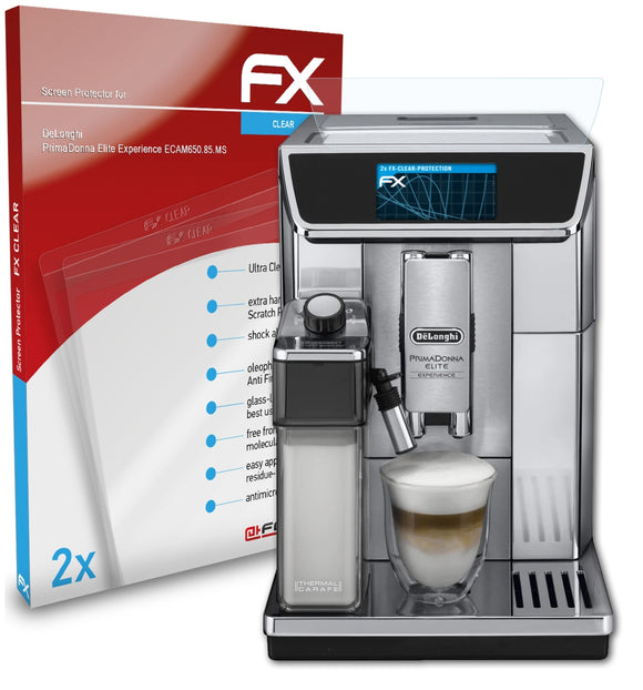 atFoliX FX-Clear Schutzfolie für DeLonghi PrimaDonna Elite Experience (ECAM650.85.MS)