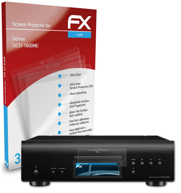 atFoliX FX-Clear Schutzfolie für Denon DCD-1600NE