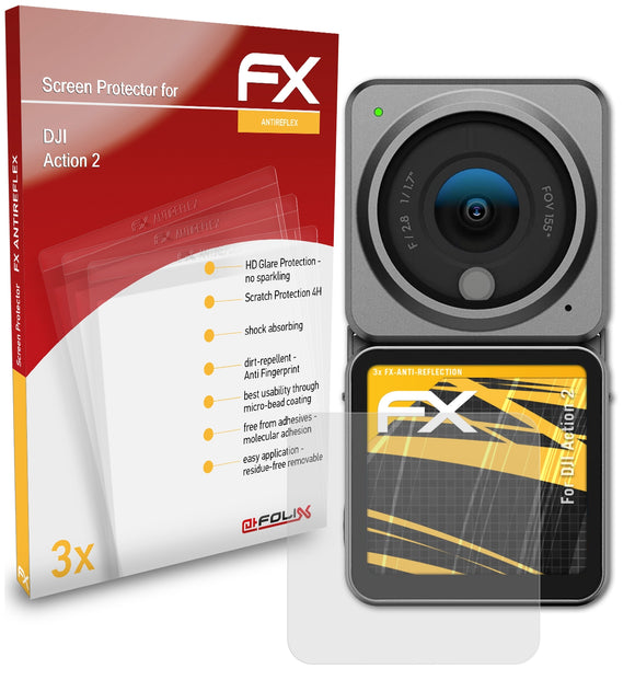 atFoliX FX-Antireflex Displayschutzfolie für DJI Action 2