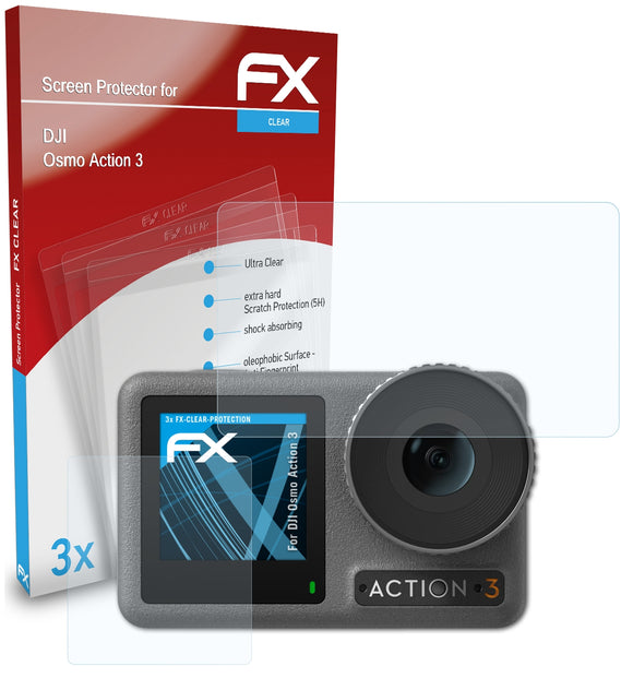 atFoliX FX-Clear Schutzfolie für DJI Osmo Action 3