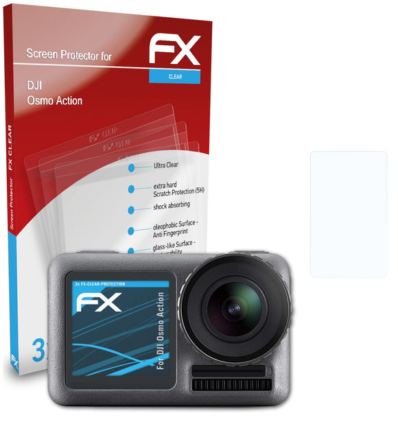 atFoliX FX-Clear Schutzfolie für DJI Osmo Action