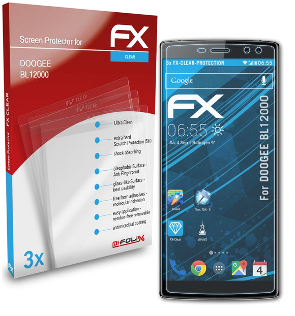 atFoliX FX-Clear Schutzfolie für DOOGEE BL12000