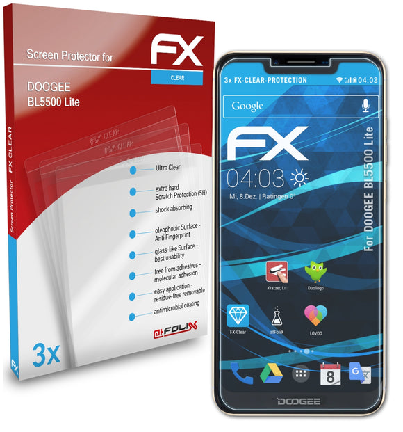 atFoliX FX-Clear Schutzfolie für DOOGEE BL5500 Lite