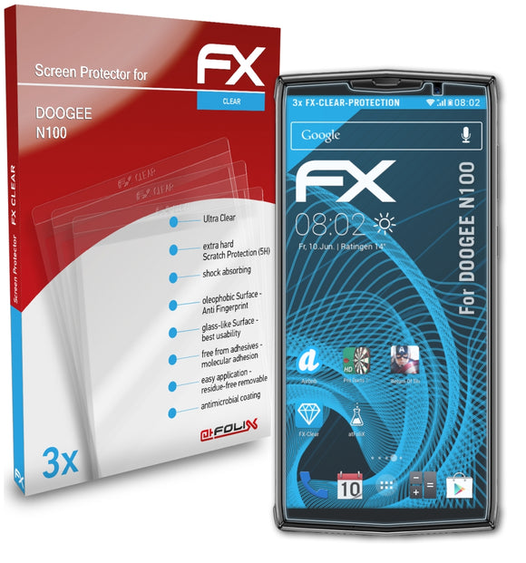 atFoliX FX-Clear Schutzfolie für DOOGEE N100