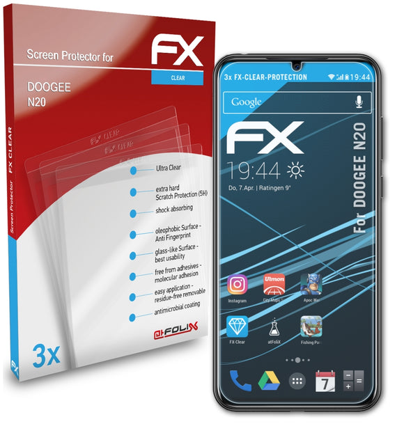 atFoliX FX-Clear Schutzfolie für DOOGEE N20