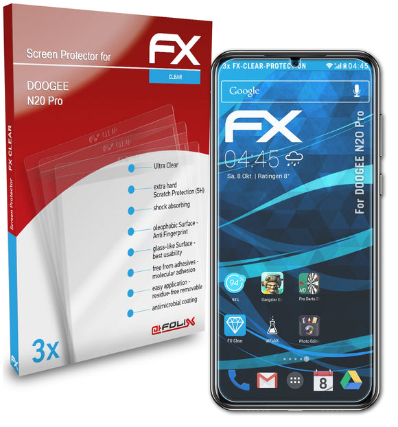 atFoliX FX-Clear Schutzfolie für DOOGEE N20 Pro