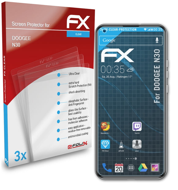 atFoliX FX-Clear Schutzfolie für DOOGEE N30