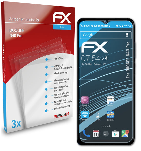 atFoliX FX-Clear Schutzfolie für DOOGEE N40 Pro