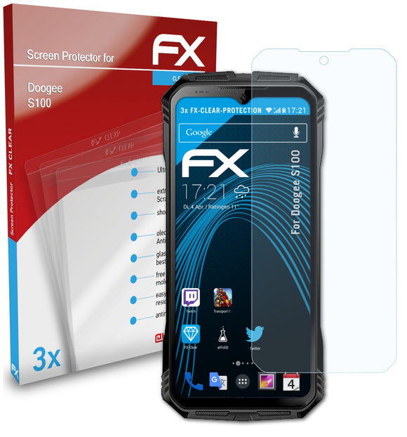 atFoliX FX-Clear Schutzfolie für Doogee S100