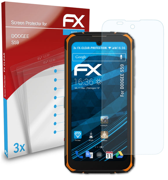 atFoliX FX-Clear Schutzfolie für DOOGEE S59