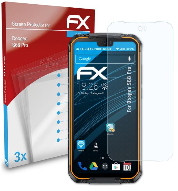 atFoliX FX-Clear Schutzfolie für DOOGEE S68 Pro